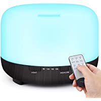 TENSWALL 500ml Difusor de Aceite Esencial- Control Remoto Humidificador Ultrasónico con Luces LED Cambiantes de 7…